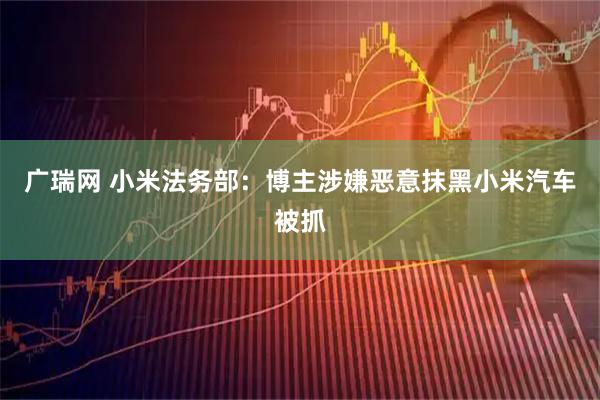 广瑞网 小米法务部：博主涉嫌恶意抹黑小米汽车被抓