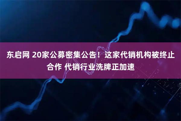 东启网 20家公募密集公告！这家代销机构被终止合作 代销行业洗牌正加速