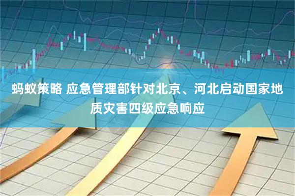 蚂蚁策略 应急管理部针对北京、河北启动国家地质灾害四级应急响应